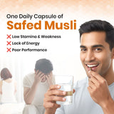 Safed Musli Vegan Capsule-10:1 Extract Based 500mg | Supports Vitality & Endurance