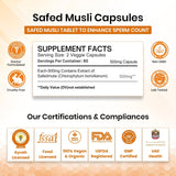 Safed Musli Vegan Capsule-10:1 Extract Based 500mg | Supports Vitality & Endurance