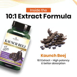 Kaunch Beej  10:1 Extract 60 Vegan Cap 30 Day Supply, 20% L-Dopa, 500 mg Concentrated & Standardized 10X Extract