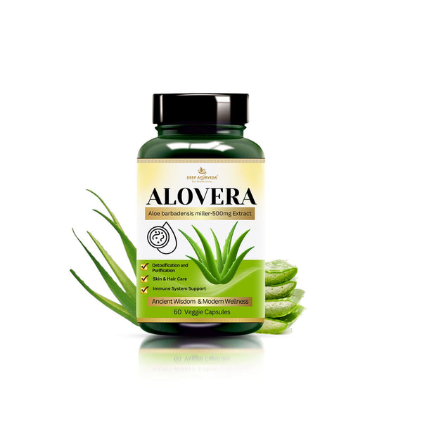 Aloe Vera Vegan Capsule | 10:1 Extract Helps in Skin Care, Digestive Support & Tridosha Balance