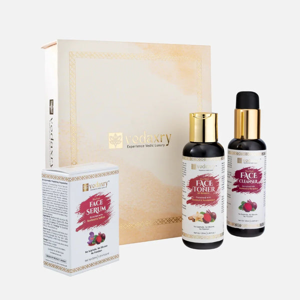 Vedaxry 3 Step Face Care Luxury Vedic Pack | Beetroot Extract Based Face Cleanser, Face Toner, and Face Serum