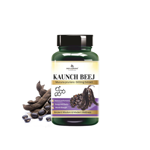 Kaunch Beej  10:1 Extract 60 Vegan Cap 30 Day Supply, 20% L-Dopa, 500 mg Concentrated & Standardized 10X Extract