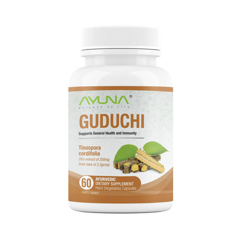 Ayuna | Guduchi Veg Capsules | 60 Capsules (x6 Units) | For Support General Health and Immunity