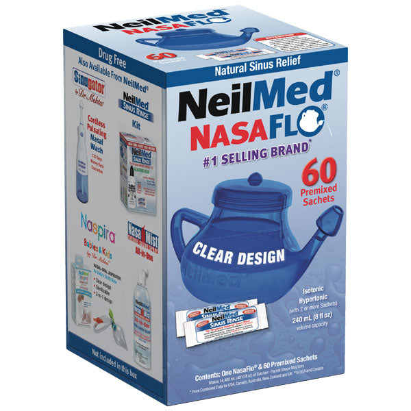 NeilMed NasaFlo Unbreakable Neti Pot | 60 Premixed Packets