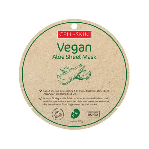 Green Skins | Cell-Skin Vegan Aloe Sheet Mask | Aloe | For Softness and Mild Skin