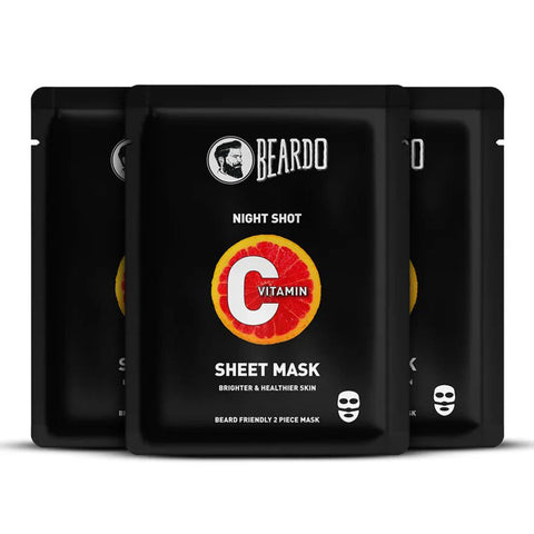 Beardo | Vitamin C Sheet Mask | Pack of 3 | For Brighter & Healthier Skin