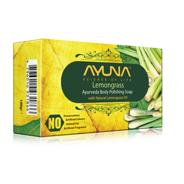 Ayuna | Ayurveda Body Polishing Lemon Lime Soap | 100g (x 6 Units)| Lemongrass