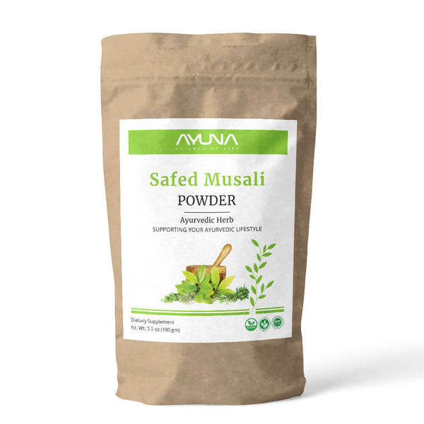 Ayuna | Safed Musali Powder | 100g | Organic | For Supporting Ayurvedic Lifestyle